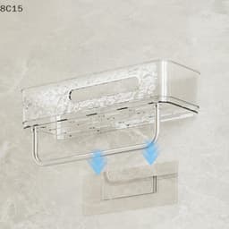 Kệ để đồ nhà tắm, nhà vệ sinh dán tường trong suốt kèm thanh treo cao cấp FT201 GDTA 3