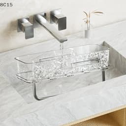 Kệ để đồ nhà tắm, nhà vệ sinh dán tường trong suốt kèm thanh treo cao cấp FT201 GDTA 4