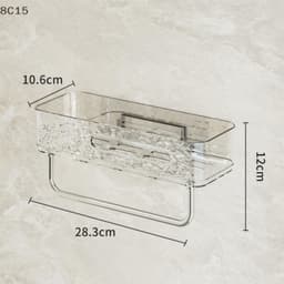 Kệ để đồ nhà tắm, nhà vệ sinh dán tường trong suốt kèm thanh treo cao cấp FT201 GDTA 5