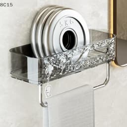 Kệ để đồ nhà tắm, nhà vệ sinh dán tường trong suốt kèm thanh treo cao cấp FT201 GDTA 6