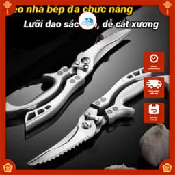 Kéo Cắt Gà Vịt chuyên dùng Kéo Cộng Lực Cắt thức ăn nguyên liệu Thép Không Gỉ bền vững 3