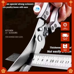 Kéo Cắt Gà Vịt chuyên dùng Kéo Cộng Lực Cắt thức ăn nguyên liệu Thép Không Gỉ bền vững 5