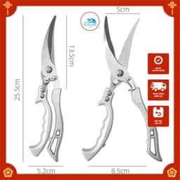 Kéo Cắt Gà Vịt chuyên dùng Kéo Cộng Lực Cắt thức ăn nguyên liệu Thép Không Gỉ bền vững 7