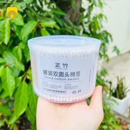 hộp bông tăm ngoáy tai 500 chiếc 2 đầu, tăm bông lấy ráy tai thân gỗ ( ms 036) 3