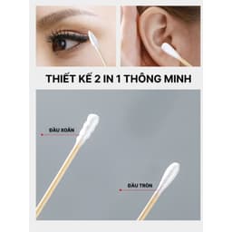 hộp bông tăm ngoáy tai 500 chiếc 2 đầu, tăm bông lấy ráy tai thân gỗ ( ms 036) 5