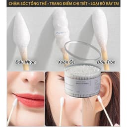 hộp bông tăm ngoáy tai 500 chiếc 2 đầu, tăm bông lấy ráy tai thân gỗ ( ms 036) 8