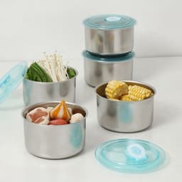 Combo 5 Hộp Đựng Thực Phẩm inox Tròn Có Nắp Đậy, khay Inox Bảo Quản Thực Phẩm Tủ Lạnh gd1511 3