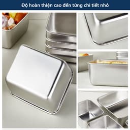 Combo 5 Hộp Đựng Thực Phẩm inox Tròn Có Nắp Đậy, khay Inox Bảo Quản Thực Phẩm Tủ Lạnh gd1511 9