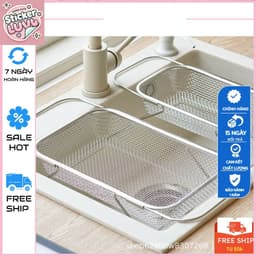 Rổ Rửa Rau Củ Quả Bằng Thép Không Gỉ Có Thể Thu Gọn, Giá Úp Chén Đĩa Ráo Nước Tiện Dụng Cho Bồn Rửa 1