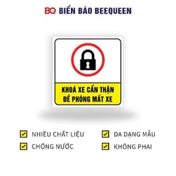 Biển báo nhắc nhở khoá xe cẩn thận đề phòng mất xe cho quý khách ra vào cửa hàng 20x20cm 1