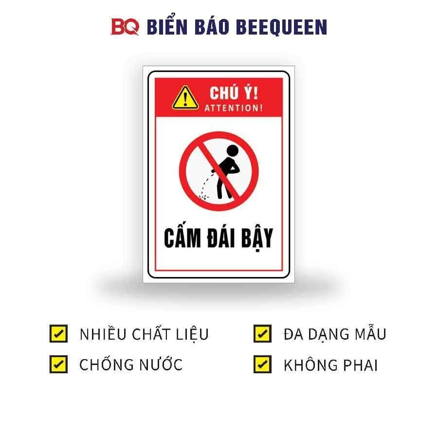 Biển báo cấm đái bậy 20x30cm - bq