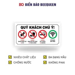 Biển báo quý khách chú ý không mang động vật, đồ ăn uống, không hút thuốc wifi miễn phí 1