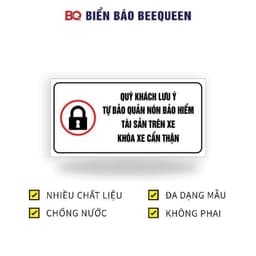 Biển báo nhắc nhở bảo quản tài sản khi ra vào cửa hàng, khoá xe cẩn thận 15x30cm - bq 1