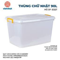 Hàng Chính Hãng Thùng Nhựa Có Bánh Xe Việt Nhật Các Cỡ 90L(70x50x41), Thùng 125L (75x52x46cm) 2