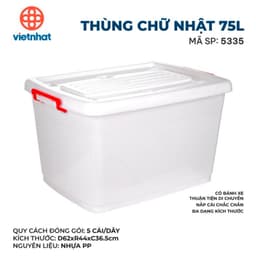 Hàng Chính Hãng Thùng Nhựa Có Bánh Xe Việt Nhật Các Cỡ 90L(70x50x41), Thùng 125L (75x52x46cm) 3