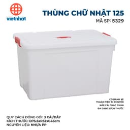 Hàng Chính Hãng Thùng Nhựa Có Bánh Xe Việt Nhật Các Cỡ 90L(70x50x41), Thùng 125L (75x52x46cm) 4