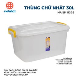 Hàng Chính Hãng Thùng Nhựa Có Bánh Xe Việt Nhật Các Cỡ 90L(70x50x41), Thùng 125L (75x52x46cm) 8