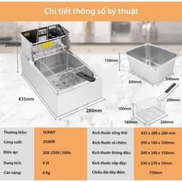 Bếp Chiên Nhúng 6L Sunny - Đa Năng, Bền Bỉ, Chiên Món Ngon Từng Giây! 9