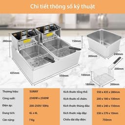 Bếp chiên nhúng dầu 4L, 6L, 12L - Đa dạng mẫu bếp đơn và bếp đôi cho món chiên ngon. 9