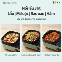 Bếp Lẩu Nướng Bear DKL-C15G1, Công Suất 1600W, 2 Vùng Nhiệt Độc Lập Bàn Nướng Rộng, Hàng Chính Hãng 4