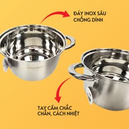 Bộ nồi Inox 3 món cao cấp sang trọng, chất liệu inox 304 không gỉ, đáy nồi 3 lớp đúc nguyên khối SH-358 3