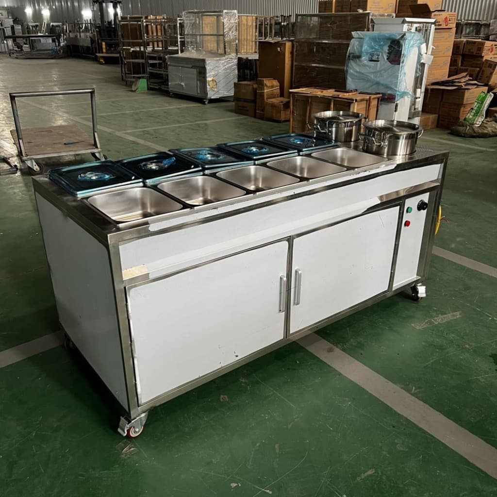 Tủ Hâm Nóng Thức Ăn 10 Khay & 2 Nồi Canh lý tưởng cho quán cơm, bếp ăn công nghiệp, căng-tin trường học, bệnh viện.