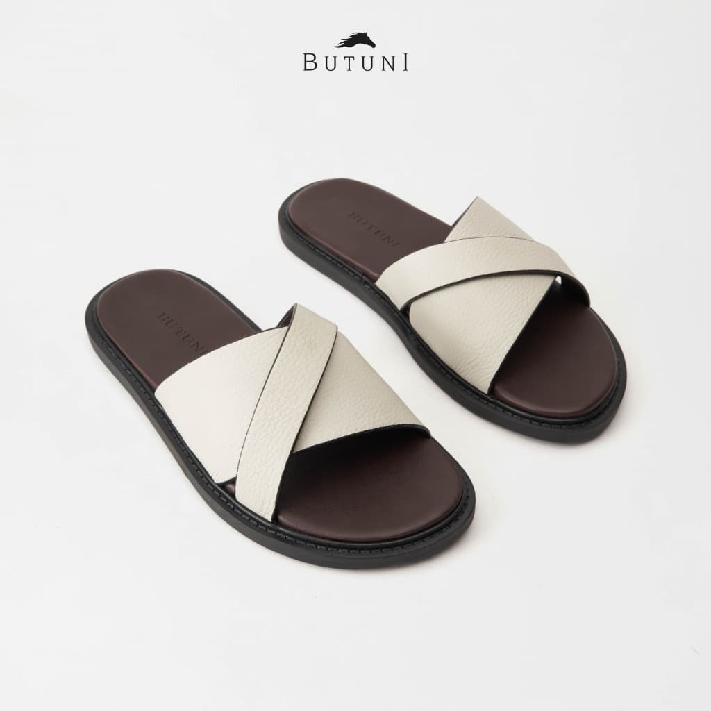 Dép Da Nam Dép Quai Ngang Da Bê BUTUNI Sorrento S Slippers, Dép Thời Trang Cao Cấp Bảo Hành 12 Tháng