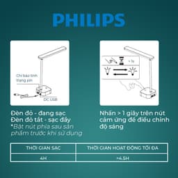 Đèn bàn học PHILIPS bảo vệ mắt Bucket DSK214 7W - Điều chỉnh độ sáng, êm dịu cho đôi mắt khỏe đẹp -  PHILIPS HCM 3