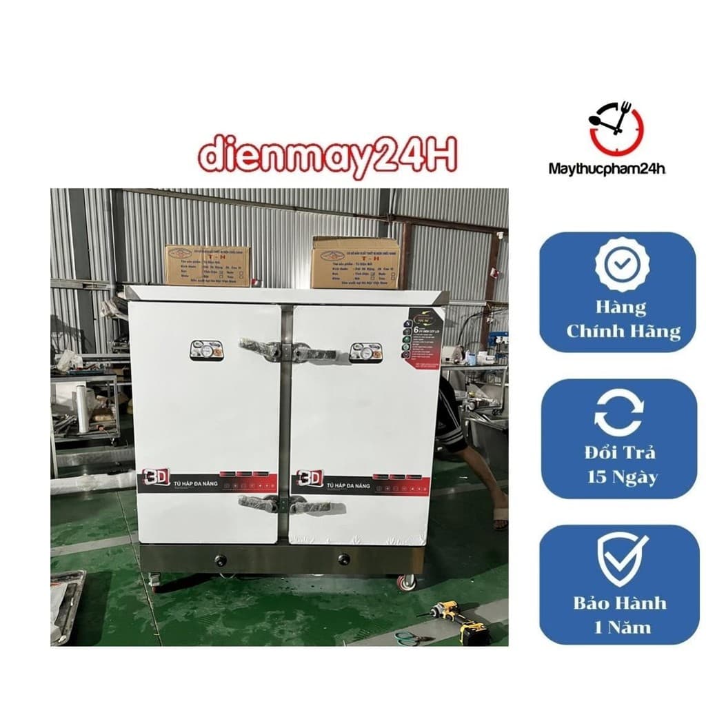 Tủ Hấp Cơm Công Nghiệp 24 Khay, Đa Năng chạy điện/gas, hẹn giờ, giá tốt, bảo hành 12 tháng.