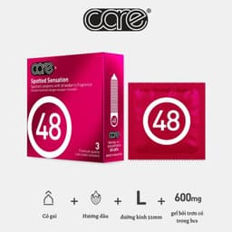 Combo 4 hộp 3 chiếc bao cao su CARE 22 28 48 50 siêu mỏng siêu gai kéo dài thời gian nhiều gel - 18centi 3