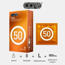 Bao Cao Su CARE Siêu mỏng, Hương Vani, Hương Bạc Hà Hương Dâu bcs có Gai, Gân Gai Hương Nhiệt Đới - 18centi 6