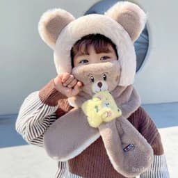 Mũ Len 3in1 Hình Cún Nâu DITIP, Mũ Lông Trùm Đầu Liền Khăn Cổ Và Găng Tay Giữ Ấm Cho Bé 6
