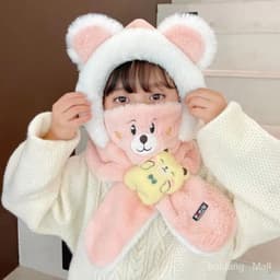 Mũ Len 3in1 Hình Cún Nâu DITIP, Mũ Lông Trùm Đầu Liền Khăn Cổ Và Găng Tay Giữ Ấm Cho Bé 7
