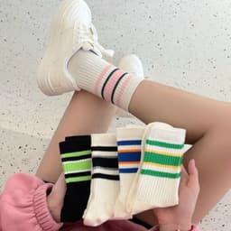 Sét 10 Đôi Tất Vớ Cổ Cao Kẻ Cổ Phong Cách Trẻ Trung Năng Động Siêu Hot 🌸FREESHIP🌸 1