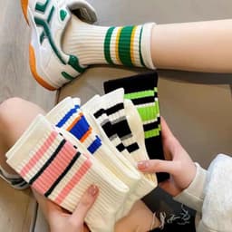 Sét 10 Đôi Tất Vớ Cổ Cao Kẻ Cổ Phong Cách Trẻ Trung Năng Động Siêu Hot 🌸FREESHIP🌸 3