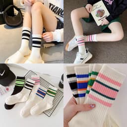 Sét 10 Đôi Tất Vớ Cổ Cao Kẻ Cổ Phong Cách Trẻ Trung Năng Động Siêu Hot 🌸FREESHIP🌸 4