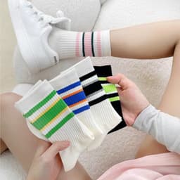 Sét 10 Đôi Tất Vớ Cổ Cao Kẻ Cổ Phong Cách Trẻ Trung Năng Động Siêu Hot 🌸FREESHIP🌸 7