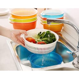 Set Rổ Và Chậu Rửa Rau Củ, Trái Cây S6 Hai Lớp - Rổ Để Thực Phẩm Ăn Lẩu Khô Ráo Có Lỗ Treo - Nhiều Size 2