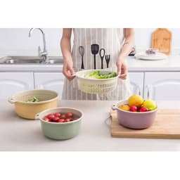 Set Rổ Và Chậu Rửa Rau Củ, Trái Cây S6 Hai Lớp - Rổ Để Thực Phẩm Ăn Lẩu Khô Ráo Có Lỗ Treo - Nhiều Size 3