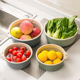 Set Rổ Và Chậu Rửa Rau Củ, Trái Cây S6 Hai Lớp - Rổ Để Thực Phẩm Ăn Lẩu Khô Ráo Có Lỗ Treo - Nhiều Size 8