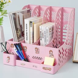 Kệ Sách 4 Ngăn 2 Tầng Màu Trơn Để Bán Học,Đựng Đồ Trang Trí Decor Bàn Học - Giá Khay Kệ Đựng Tài Liệu Văn Phòng Đựng Bút 3