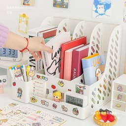 Kệ Sách 4 Ngăn 2 Tầng Màu Trơn Để Bán Học,Đựng Đồ Trang Trí Decor Bàn Học - Giá Khay Kệ Đựng Tài Liệu Văn Phòng Đựng Bút 5