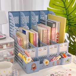 Kệ Sách 4 Ngăn 2 Tầng Màu Trơn Để Bán Học,Đựng Đồ Trang Trí Decor Bàn Học - Giá Khay Kệ Đựng Tài Liệu Văn Phòng Đựng Bút 7