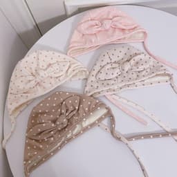 Mũ Trẻ Em Xuân Thu Đông Cotton Nguyên Chất Sơ Sinh Chấm Bi Dễ Thương Túi Hoa Nam Nữ Mũ Bảo Vệ Tai Bé Siêu Dễ Thương 5