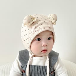 Mũ Trẻ Em Xuân Thu Đông Cotton Nguyên Chất Sơ Sinh Chấm Bi Dễ Thương Túi Hoa Nam Nữ Mũ Bảo Vệ Tai Bé Siêu Dễ Thương 1