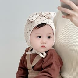 Mũ Trẻ Em Xuân Thu Đông Cotton Nguyên Chất Sơ Sinh Chấm Bi Dễ Thương Túi Hoa Nam Nữ Mũ Bảo Vệ Tai Bé Siêu Dễ Thương 3