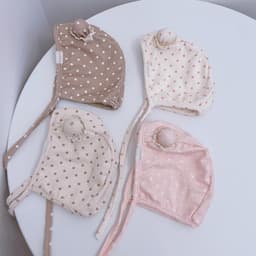Mũ Trẻ Em Xuân Thu Đông Cotton Nguyên Chất Sơ Sinh Chấm Bi Dễ Thương Túi Hoa Nam Nữ Mũ Bảo Vệ Tai Bé Siêu Dễ Thương 2