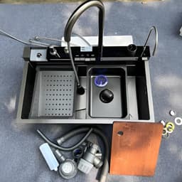 Chậu Rửa Bát 1 Hố Cao Cấp Hato Hiển Thị Nhiệt Độ, Bồn Rửa Bát 1 Ngăn Phủ Nano , Kèm Vòi Lọc Nước, Thác Nước, Vòi Xịt 4