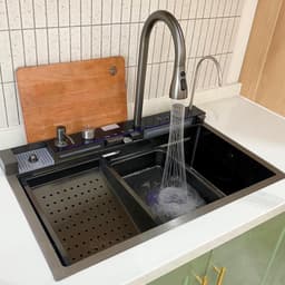 Chậu Rửa Bát 1 Hố Cao Cấp Hato Hiển Thị Nhiệt Độ, Bồn Rửa Bát 1 Ngăn Phủ Nano , Kèm Vòi Lọc Nước, Thác Nước, Vòi Xịt 5