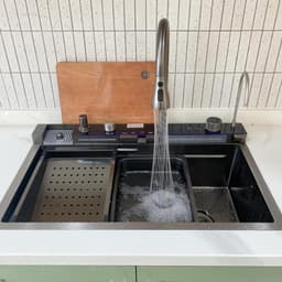 Chậu Rửa Bát 1 Hố Cao Cấp Hato Hiển Thị Nhiệt Độ, Bồn Rửa Bát 1 Ngăn Phủ Nano , Kèm Vòi Lọc Nước, Thác Nước, Vòi Xịt 6